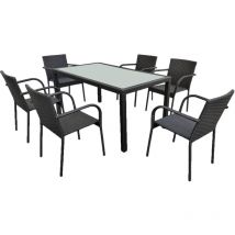 Ensemble table et chaises de jardin 6 personnes Rio Noir