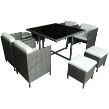 Ensemble table et chaises de jardin 8 personnes Barcelona Gris