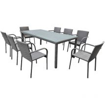 Petits-meubles - Ensemble table et chaises de jardin 8 personnes Rio Gris