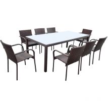 Ensemble table et chaises de jardin 8 personnes Rio Marron