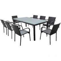 Petits-meubles - Ensemble table et chaises de jardin 8 personnes Rio Noir