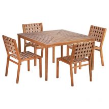Ensemble table et chaises de jardin abana en bois d'acacia et résine plate