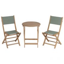 Beau Rivage - Ensemble table et chaises de jardin rimini en bois d'acacia et textilène vert kaki
