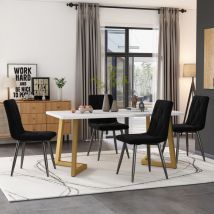 Ensemble table et chaises (rectangulaire table à manger 117 x 68 cm + 4 chaises de salle à manger), velours, noir, a