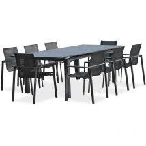 Alu-miami - Ensemble repas de jardin 8 places en aluminium anthracite Dcb Garden
