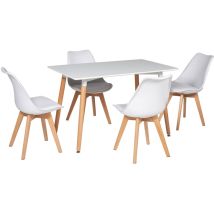 Happy Garden - Ensemble table rectangulaire 120cm pia et 4 chaises nora blanc