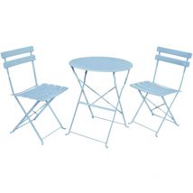 Jardibricodeco - ensemble table ronde 2 chaises de jardin 71x44x53 cm bleu