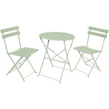 Jardibricodeco - ensemble table ronde 2 chaises de jardin 71x44x53 cm vert