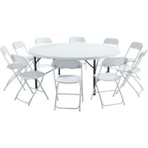 Ensemble table ronde et 8 chaises pliantes