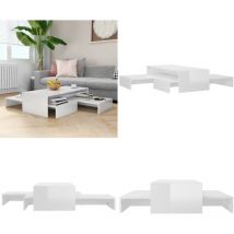 Ensemble de tables basses gigognes blanc brillant - Table Basse - Ensemble De Tables - Meubles De Salon - Table D'appoint - Meuble Design - Home &