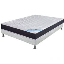 Ebac Literie - Matelas + sommier tapissier 160x200 Ressorts - Rubis - Soutien très ferme - Blanc