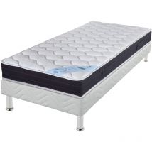 Ebac Literie - Matelas + sommier tapissier 80x190 Ressorts - Rubis - Soutien très ferme - Blanc
