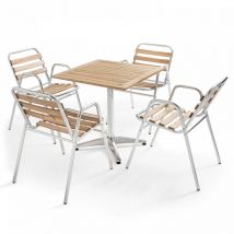 Oviala - Ensemble jardin en bois et aluminium 4 personnes