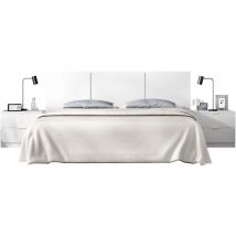 1000brico - Ensemble tete de lit en 3 parties + 2 tables de nuit avec 2 tiroirs - havana - Blanc - 256,8 x 34,2 x 96 cm