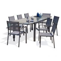 Dcb Garden - tolede - Set da pranzo da giardino 8 posti alluminio actracite e piano vetro