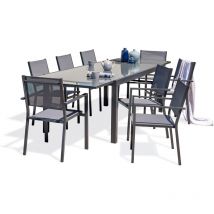 Dcb Garden - tolede - Set da pranzo da giardino 8 posti alluminio actracite e piano vetro
