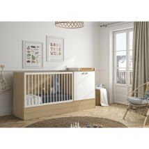 Ensemble Trio Lit 70x140 + Commode 2 portes + Armoire 2 portes