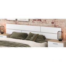 Ensemble tête de lit + 2 tables chevets coloris chêne cambrian/blanc Pegane