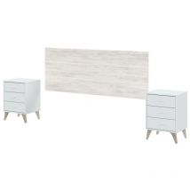 Fanmuebles - Lúzete - Ensemble Tête De Lit Et Deux Tables De Chevet Azurita