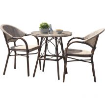 USHUAIA - Set da pranzo da giardino 2 posti in alluminio marrone - DCB GARDEN