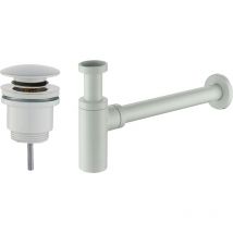 Ensemble de bonde et siphon modèle rond blanc opaque standard pour évier Damast KITSCA2 Blanc mat