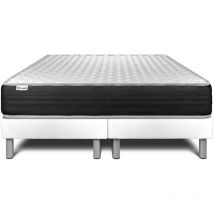 Vitalit - Base tapizada blanco + Colchón con espuma viscoelástica 2x100x200