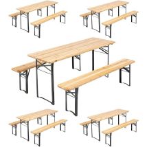 Mob Event Pro - Lot de 5 tables et bancs brasserie pique-nique en bois 180 cm