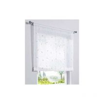 1 Pièce Rideau de Fenêtre Broderie Floral Raffrollo Haut Qualité Voile Décoration de la Chambre Salle de Bain Balcon (Kaki, 60x140cm)-Ensoleillé
