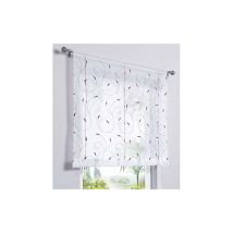 1 Pièce Rideau de Fenêtre Broderie Floral Raffrollo Haut Qualité Voile Décoration de la Chambre Salle de Bain Balcon (Violet, 100x140cm)-Ensoleillé