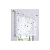 1 Pièce Rideau de Fenêtre Broderie Floral Raffrollo Haut Qualité Voile Décoration de la Chambre Salle de Bain Balcon (Violet, 80x140cm)-Ensoleillé