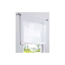 1 Pièce Rideau de Fenêtre Broderie Floral Raffrollo Haut Qualité Voile Décoration de la Chambre Salle de Bain Balcon(Kaki,60x120cm)-Ensoleillé