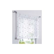 1 Pièce Rideau de Fenêtre Broderie Floral Raffrollo Haut Qualité Voile Décoration de la Chambre Salle de Bain Balcon(Violet,60x120cm)-Ensoleillé