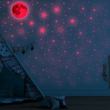 Ensoleille - 1049 Pièces Autocollants Lumineux Lumineuses Stickers Murals Stickers Muraux Enfants Lune Etoiles Phosphorescente Autocollant Mural Bebe