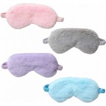 4 pièces masque pour les yeux en peluche doux moelleux masque pour les yeux en peluche masque de sommeil réglable pour enfants adultes femmes