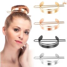 Ensoleille - 4 Pièces Pinces à Cheveux Épingle à Cheveux Femmes Vintage Élégant Glissière Épingle à Cheveux Chignon Manchette Pinces à Cheveux Argent