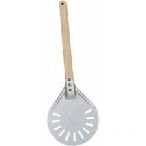 Ensoleille - 7/8/9 Pouces Perforé Pizza Tournant Peel,Pizza Pelle en Aluminium Manche en Bois Pelle à Pizza Paddle, Court Pizza Outil, Non Slip