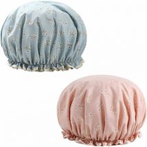 Bonnet de douche Bonnet de bain imperméable pour femme Bonnet de bain Lot de 2