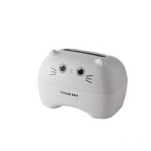 Boîte à mouchoirs Boîte à mouchoirs cartoon Boîte à mouchoirs multifonctionnelle pour toilettes(Chat blanc