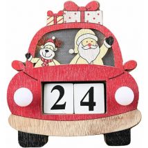 Ensoleille - Calendrier de l'Avent Calendrier de l'Avent en bois avec lumière led Calendrier de compte à rebours de Noël Ornements Cadeau