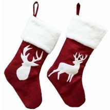 Chaussettes de Noël sac cadeau kenaf wapiti broderie chaussettes de Noël cadeau de Noël