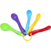 Ensoleille - Ensemble de cinq cuillères à mesurer colorées en plastique, cuillère à mesurer pour la cuisson, aide à la mesure, en différentes tailles