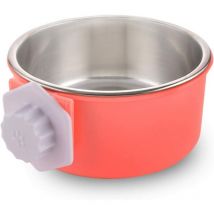 Ensoleille - Gamelle et bouteille de voyage de chien Caisse Chien Bol Amovible en Acier Inoxydable Gamelle à Suspendre pour Animal Domestique Cage