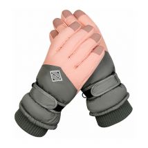 Gants d'alpinisme en polaire d'équitation chauds et coupe-vent à écran tactile imperméables pour l'extérieur (gris-rose)