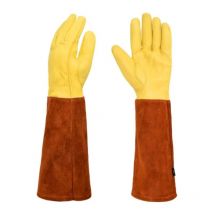 Ensoleille - Kit outils du jardinier Gants de jardinage en cuir résistants à la perforation marron (l)