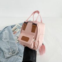 Ensoleille - Mini Sac à Dos Femme Daypack Vintage Petit Sac a Main Femmes Porte à l'Épaule Shopping Backpack-rose