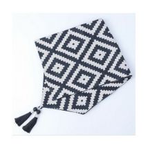 Mobilier d'intérieur Décoration Objets décoratifs Drapeau de table motif géométrique jacquard coton et lin noir et blanc (32x220cm, grand personnage