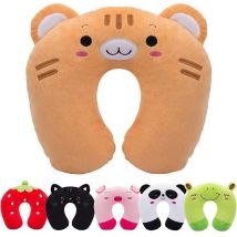 Oreiller de Voyage Enfant Coussin de Cou Cadeau Noël Halloween Ultra Doux Oreiller Cervical Animaux pour Douleurs au Cou de Sommeil pour Siège