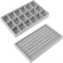 Organisateur de plateaux à bijoux 2 pièces, boîte de rangement empilable pour boîte à bijoux