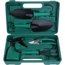 Ensoleille - Outils de Jardinage avec 5 Pièces avec Ciseaux,Pelles,Râteaux et Pulvérisateur Poignée Ergonomique Antidérapante et Antirouille - Boîte