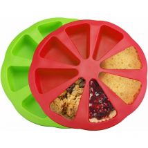 Pièces moule de cuisson en silicone moule à gâteau avec 8 cavités forme de portion de gâteau triangle moule en silicone moule à gâteau (rouge, vert)